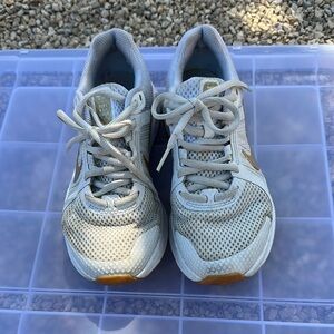 White and Gold Athletic Sneakers